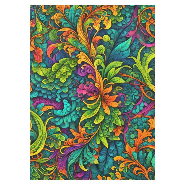 Swirling Tropical Foliage Tablecloth (Front)