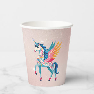 Swirling Unicorn Birthday Paper Cups