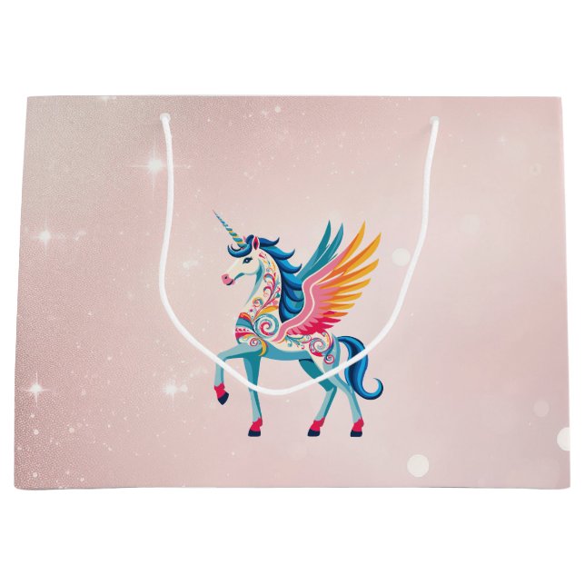 Swirling Unicorn Large Gift Bag (Front)