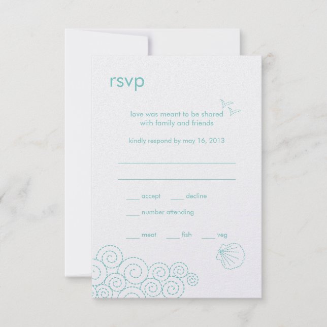 Swirling Waves RSVP Card - Robin's Egg Blue (Front)