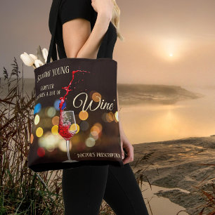 Swirling Wine Light Sparkles Tote Bag