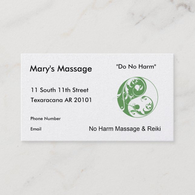 Swirling Yinyang Symbol (green) Appointment Card (Front)