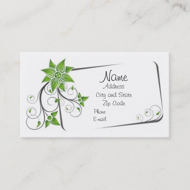 Swirls and borders business card (Front)