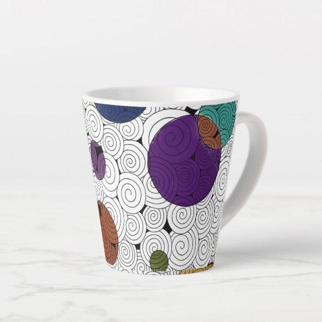 Swirls and Circles Latte Mug (Right Angle)