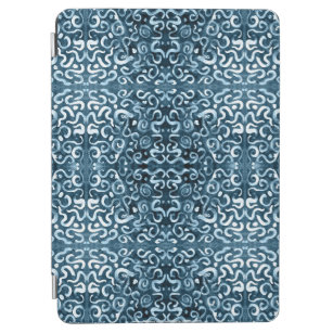 swirls and dots damask style pattern in teal green iPad air cover