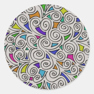 Swirls and Pieces Design Round Stickers