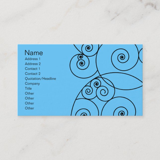 Swirls - Blue Business Card (Front)