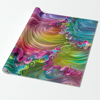 Swirls, Curls, Gorgeous Waves of Bright Colours Wrapping Paper