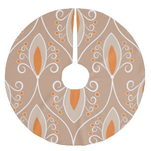 Swirls, geometric, vintage seamless pattern brushed polyester tree skirt