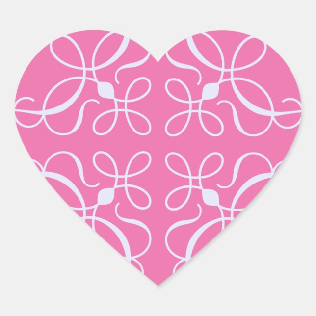 Swirls Heart Sticker in Candy Pink (Front)