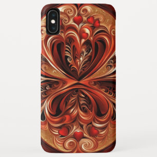 Swirls & Hearts cinnamon red gold black iPhone XS Max Case