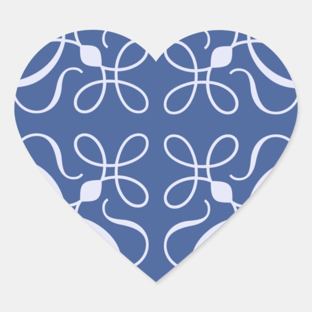 Swirls in Blue Heart Sticker (Front)