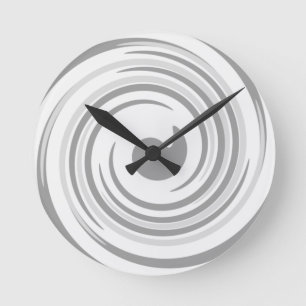 Swirls in Grey Round Clock