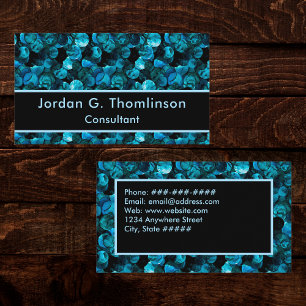 Swirls in Light Blue Aqua Teal and Black Stunning Business Card