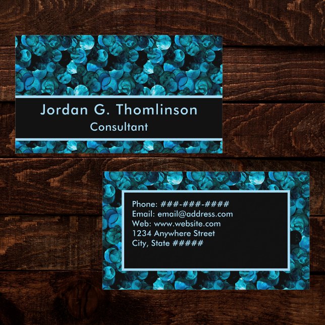 Swirls in Light Blue Aqua Teal and Black Stunning Business Card (Creator Uploaded)