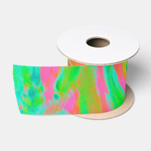 Swirls In Pink And Green Satin Ribbon