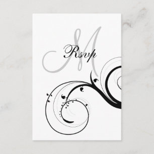 Swirls Initial Wedding RSVP for Square Cards