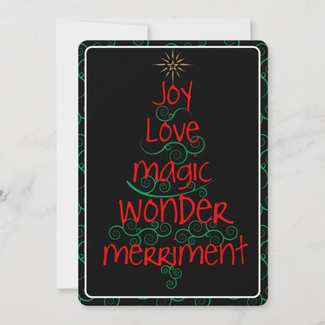 Swirls • Joy • Love • Magic • Wonder • Merriment Holiday Card (Front)