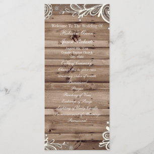 swirls lace barn wood country wedding program