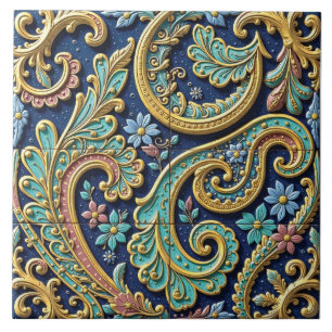 Swirls of a Paisley Dream Ceramic Tile