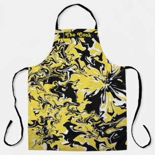 Swirls of Black, White and Yellow Apron