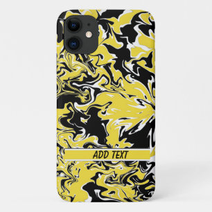Swirls of Black, White and Yellow iPhone 11 Case