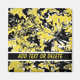 Swirls of Black, White and Yellow Magnet