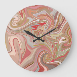 Swirls of Coral Large Clock