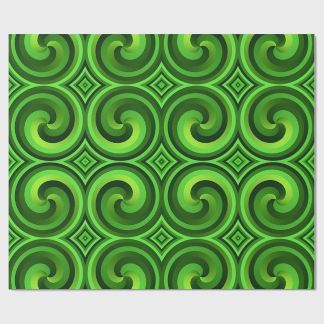 Swirls of Green  Wrapping Paper (Flat)