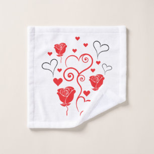 Swirls of Hearts and Roses Bath Towel Set