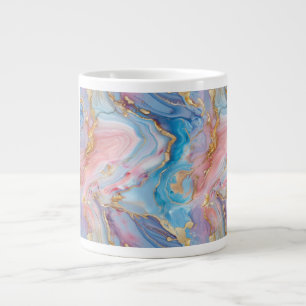 Swirls of Pink, Blue, Gold, Creates Marbled Effect Large Coffee Mug