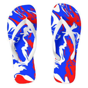 Swirls of Red, White and Blue Thongs
