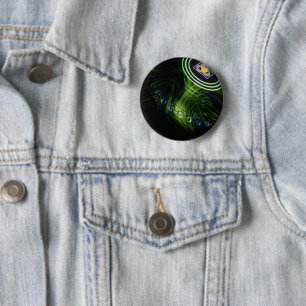 Swirls of Skill: Green Marbled Lawn Bowl 6 Cm Round Badge