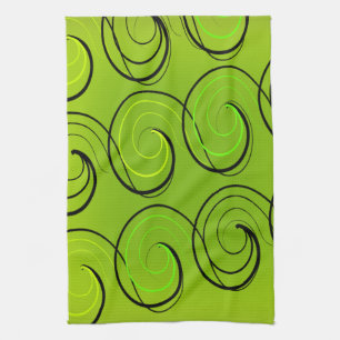 Swirls On Green Tea Towel