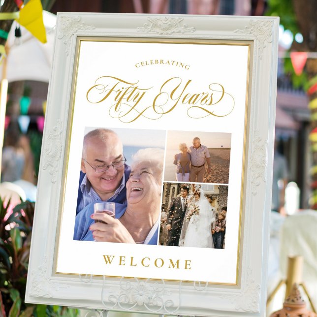 Swirls & Photos 50th Wedding Anniversary Welcome Poster (Creator Uploaded)