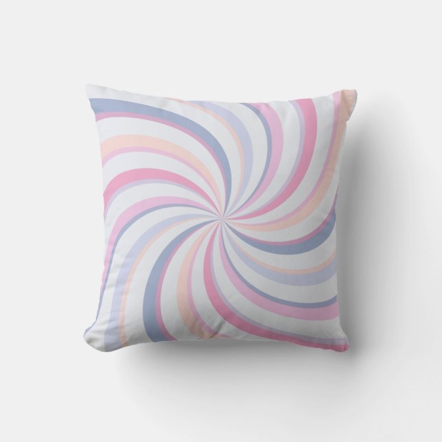 Swirls Pink Blue Peach Cushion (Front)