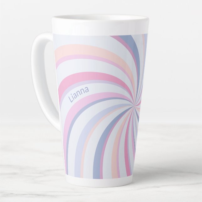 Swirls Pink Blue Peach Latte Mug (Left Angle)