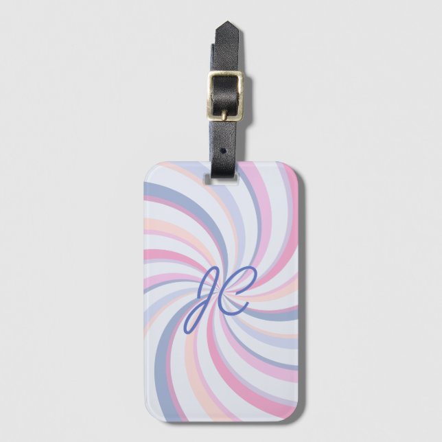 Swirls Pink Blue Peach Luggage Tag (Front Vertical)