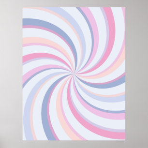 Swirls Pink Blue Peach Poster