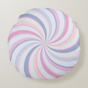 Swirls Pink Blue Peach Round Cushion