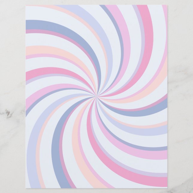 Swirls Pink Blue Peach Scrapbook Paper (Front)