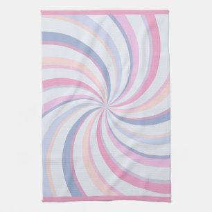 Swirls Pink Blue Peach Tea Towel