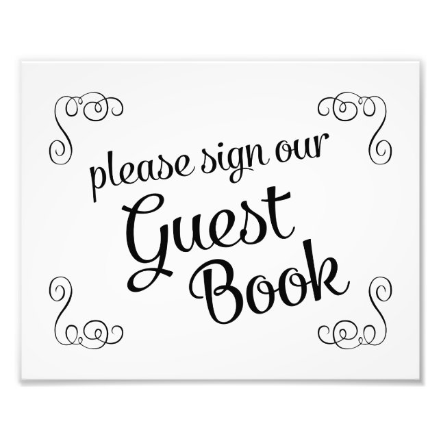 Swirls Please Sign Our Guest Book Wedding Sign (Front)