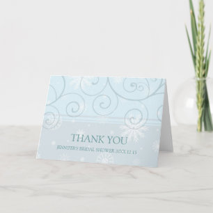 Swirls Snow Winter Bridal Shower Thank You Card