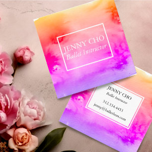 Swirls & splashes watercolor business card square