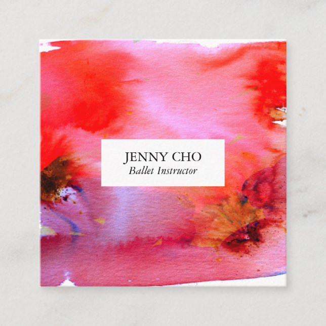 Swirls & splashes watercolor business card square (Front)