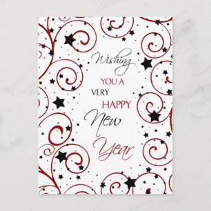 Swirls & Stars Happy New Year Postcards