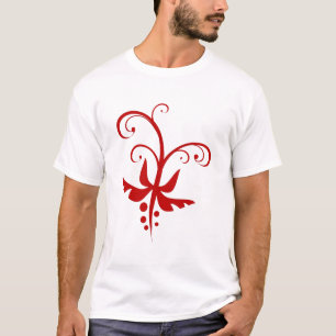 Swirls Twirls Floral Vine Red T-Shirt