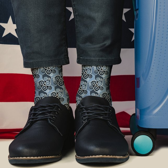   Swirly Abstract Pattern Design Powder Blue Artsy Socks (Creator Uploaded)