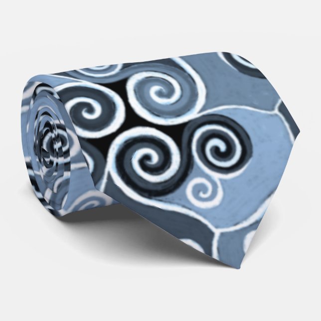 Swirly Abstract Pattern Design Powder Blue Artsy Tie (Rolled)